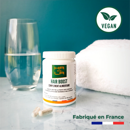 Complément alimentaire cheveux Kalaboost – Hair Boost plantes & zinc KALABOOST