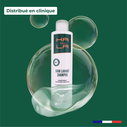 Shampoing Kalaboost – soin lavant doux post-greffe capillaire, utilisable dès 3 semaines après une greffe FUE ou DHI